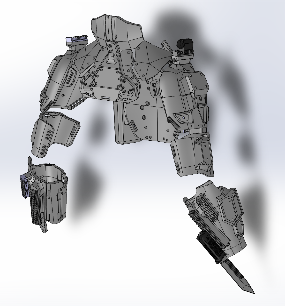 Robotic Exoskeleton with Picatinny Rail Attachments SolidWorks